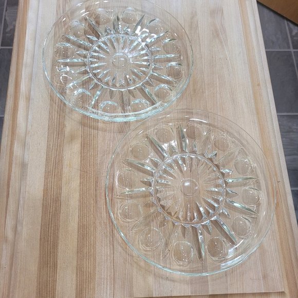 Two Vintage Clear Pressed Glass 10" Serving Plates - Picture 1 of 12